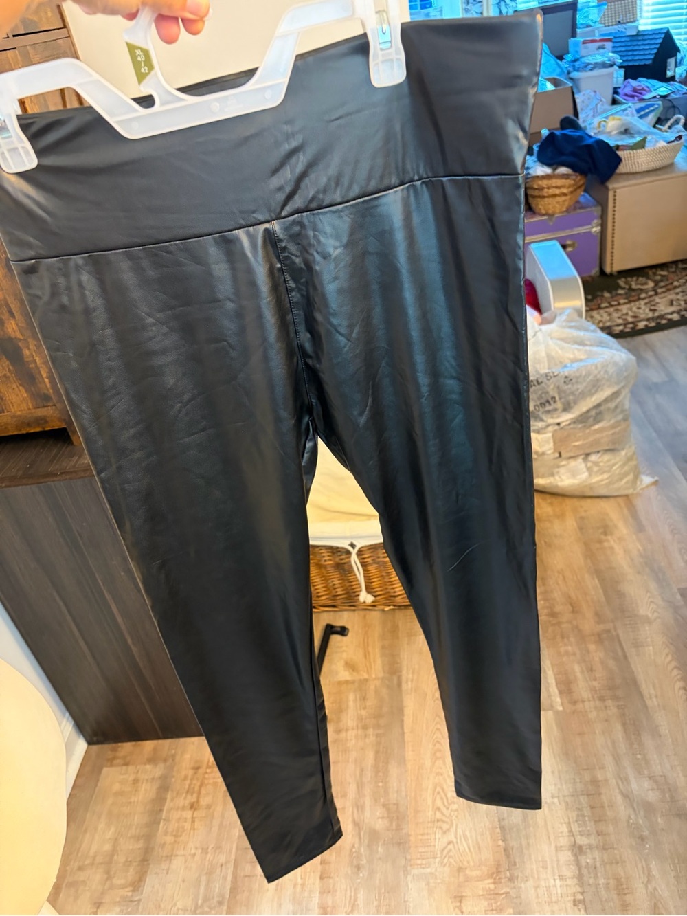 High-Waist Black Faux Leather Leggings